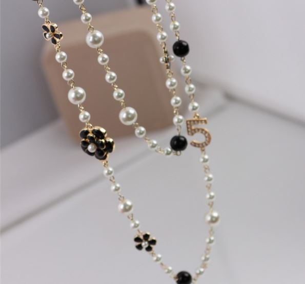 Rsslyn READY TO SHIP Chanel Necklace Camelia Flower Pearl Necklaces for Women