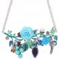 Pink Choker Summer Pink Bib Statement for Women Silver Plated Jewelry