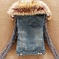 Rsslyn SALE! Cropped Denim Jacket with Lamb Fur Knitted Sleeves