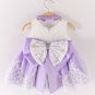 Rsslyn Luxury Baby Dress FREE Headband Double Big Bows Blue Dresses for Baby Girls