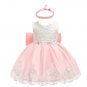 Rsslyn Luxury Baby Dress FREE Headband Double Big Bows Blue Dresses for Baby Girls