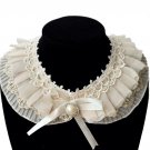 Rsslyn Vintage Ivory Necklaces for Women Ruffled Laced Collars Pleated Fake Collar Necklaces