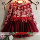 Turtleneck Burgundy Dress Pretty Red Wine Color Tutu Dress for 3t Infant Girls Free Headband