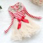 Rsslyn Girls Red Dresses Christmas Day Striped Candy Canes Golden Collared Red Dress