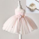Christening Dress for 3 Months Girls with Pink Floral Headband Luxury Affordable Dresses