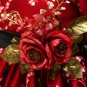 Ready to Ship Red Fantasy Christmas Dress for 3T Girls with Detachable Golden Rose Corsage