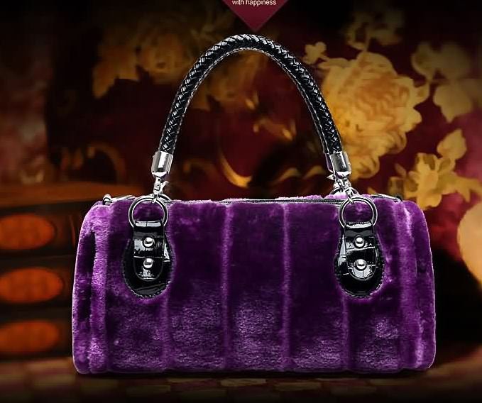 Purple Tote Messenger Work Purse Soft Velvet Vogue Luscious Evening Bags Clutch RSS Boutique