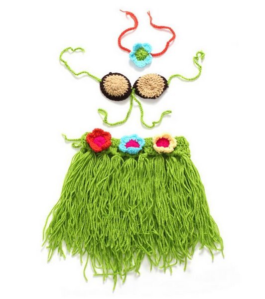 SALE Props 3pcs/set Green Dancing Hawaiian Hulas Newborn Props Photography Accessories