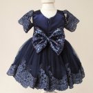 SALE Newborn Girls Navy Blue Dress Newborn Dresses Detachable Bow Quinceanera Dress Pageant Dress