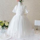 SALE White Christening Dress with White Shrug Flower Girls Dresses READY TO SHIP Christmas Dress
