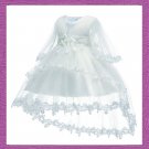 SALE 6mos White Christening Dress with Slit White Sleeves White Blessings Ballgown Dress