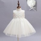 SALE Matching Set 3-6 Months Baptism White Dress for Newborn Girls with Bonnet 4 Layers Tulle