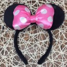 READY TO SHIP SALE Minnie Mouse Bow Headband Hotpink Polka Dots