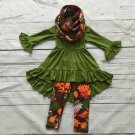 SALE 12-24Months Scarf Ruffled Asymmetrical Blouse Pretty Green Tees Fall Thanksgiving Outfit Props
