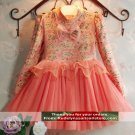 SALE 4T Peach Dress Mandarin Turtleneck Dress for Toddler Girls Ruffled Dress
