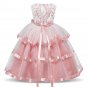 7-8YO Ankle Length Birthday Dress Tiered FREE Silver Tiara with Elegant Pink Princess Tutu Dress