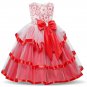 7-8YO Ankle Length Birthday Dress Tiered FREE Silver Tiara with Elegant Pink Princess Tutu Dress