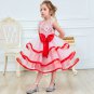 7-8YO Ankle Length Birthday Dress Tiered FREE Silver Tiara with Elegant Pink Princess Tutu Dress