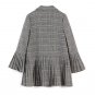 Houndstooth Blazers for Women Pleated Gray Blazers High Quality Plaid Jackets for Women