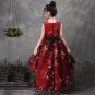Printed Cherry Blossom Flowers Red Dress for 3t Girls Christmas Dress READY TO SHIP from the USA