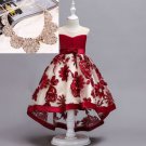 Matching Set Red Dress for 5-6YO Girls Christmas Dress Fake Collar Necklace SHIPS from the USA