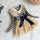 Rsslyn SALE Striped Navy Blue Dress 6 Months Infant Girls Dress July 4 Dress for Girls