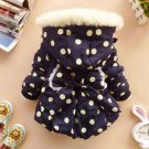 SALE! 12-24mos Girls Parkas Navy Blue Jackets for Girls with Big Bow Hooded Polka Dots Blue Jackets