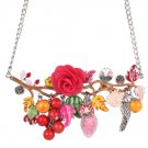 Rose Necklaces for Women Jungle African Savanah Theme Abundant Fruits Birds Ready to Ship Jewelries