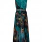 Rsslyn Plus Size 5XL Peacock Maxi Dress with Peacock Belt Green Dress Sleeveless Dress for Summer