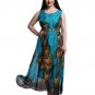Rsslyn Plus Size 5XL Peacock Maxi Dress with Peacock Belt Green Dress Sleeveless Dress for Summer