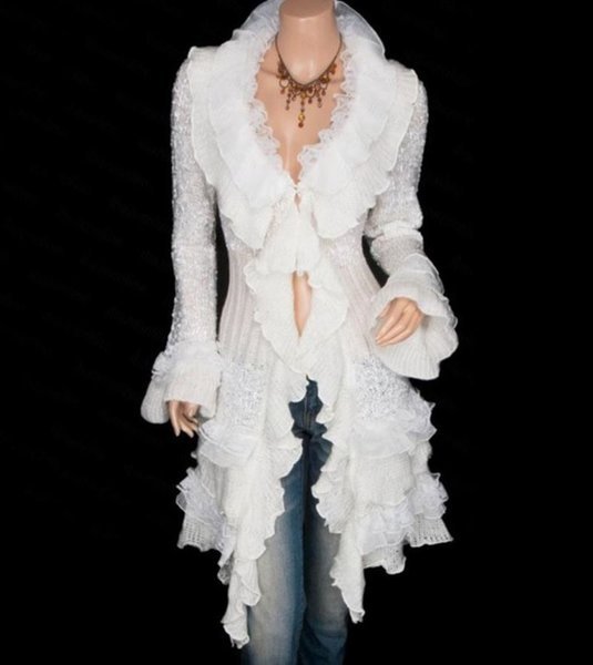 Chic Style Long White Sweaters for Women Vintage White Cardigan for Wedding White Trench coats