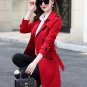 Same as Picture Red Winter Coats for Women Ready to Ship XL Red Trench Coats with Shoulder Buckles