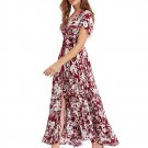 Burgundy Floral Dress Button Up Closing Burgundy Maxi Dress for Women FREE SHIPPING Red Dresses