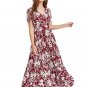 Burgundy Floral Dress Button Up Closing Burgundy Maxi Dress for Women FREE SHIPPING Red Dresses
