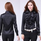 Black Ruffled Blouses for Women is READY TO SHIP Black Tees Long Sleeves