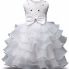 SALE White Dress for Flower Girls Wedding Birthday Girls Ball Gown Tiered Dress