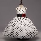 3t White Dress for Girls Printed Polka Dot FREE Headband Flower Girls Tutu Dress White Church Outfit