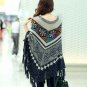 Black Winter Wraps for Women Colorful Triangle Shawls Winter Wool Wraps for GrandMa