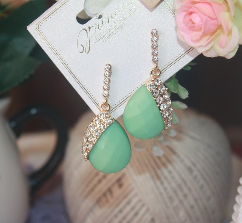 Ready to Ship Mintgreen Drop Earrings Pretty Mint Green Tear Drop Earrings for Women