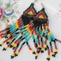 Ready to Ship V-Victor Long Tribal Earrings Beaded Earrings Layered Black Earrings for Women