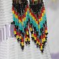 Ready to Ship V-Victor Long Tribal Earrings Beaded Earrings Layered Black Earrings for Women