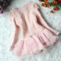2pcs/Combo Set Pink Girls Dress Ready to Ship Detachable Corsage Tweed Pink Cardigan and Dress