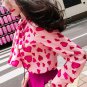 Free Shipping Pink Heart Pattern Tops for Women Hotpink Blouses for Women Long Bowtie