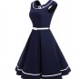 Off Shoulder Sailor's Wife Navy Blue Dress for Women Navy Blue Dress with White Trim Open Shoulder