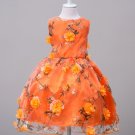 Happy Thanksgiving Orange Dress for Girls Elegant Formal Dress with FREE Fall Headband