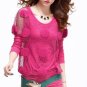 SALE Light Brown Sweater for Women Fashion Sheer Sleeves Polka dot Blouses