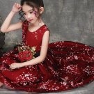 Merry Christmas SALE Red Floral Dress for Toddler Girls with Detachable Golden Corsage