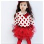 Merry Christmas SALE Matching Set 3t Red Leggings with Pretty Long Sleeve White Tees