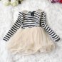 Navy Blue Thanksgiving Christmas Dress for Girls Striped Dress Sequined Golden Peter Pan Collar