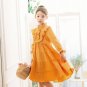SALE Fall Yellow Thanksgiving Dress High Quality Linen Mid-calf Length Orange Dress for Girls